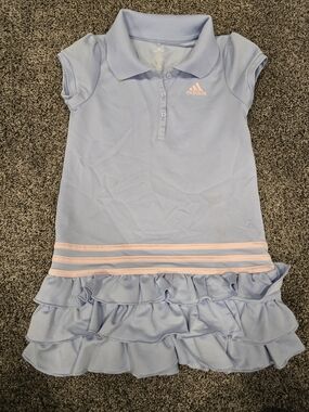 Adidas Light Blue Polo Ruffle Dress with Pink Accents